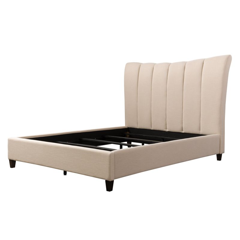 Silver Orchid Garvin Vertical Channel-tufted Fabric Queen Bed Frame - Cream