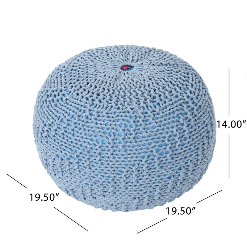 Hershel Knitted Cotton Pouf by Christopher Knight Home - Lavender
