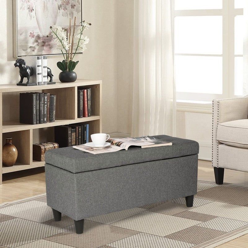 Adeco Storage Ottoman Bed Bench Fabric Tufted Upholstered Foot Stool - Teal