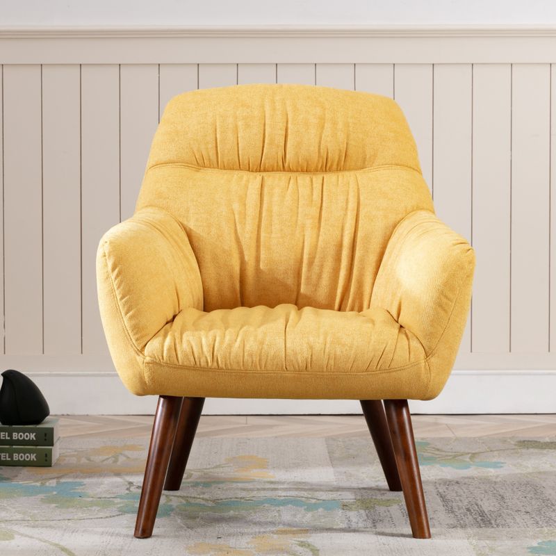 Corvus Cumbria Mid-century Linen Arm Chair - Yellow
