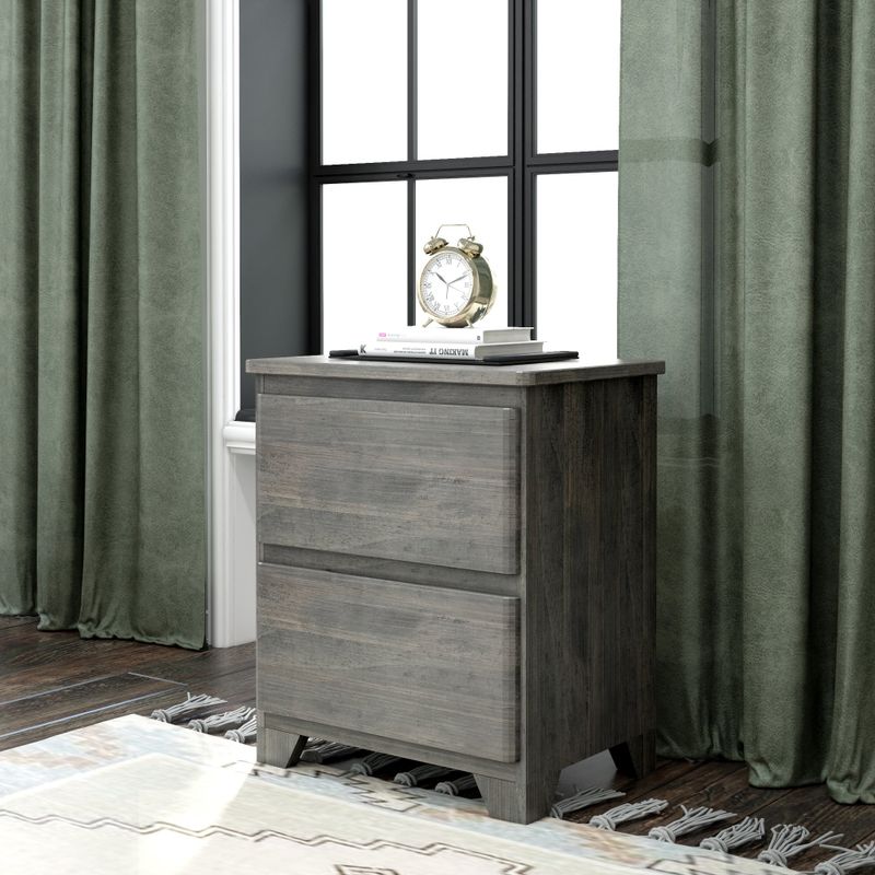 Max and Lily Farmhouse Nightstand with 2 Drawers - Brown