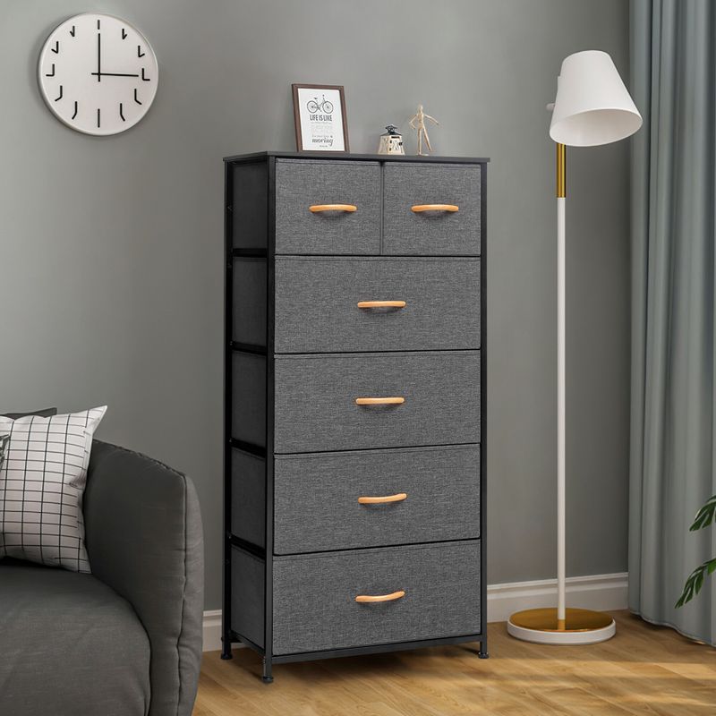 Pellebant Fabric Vertical Dresser Storage Tower with 6 Drawers - Grey - 6-drawer