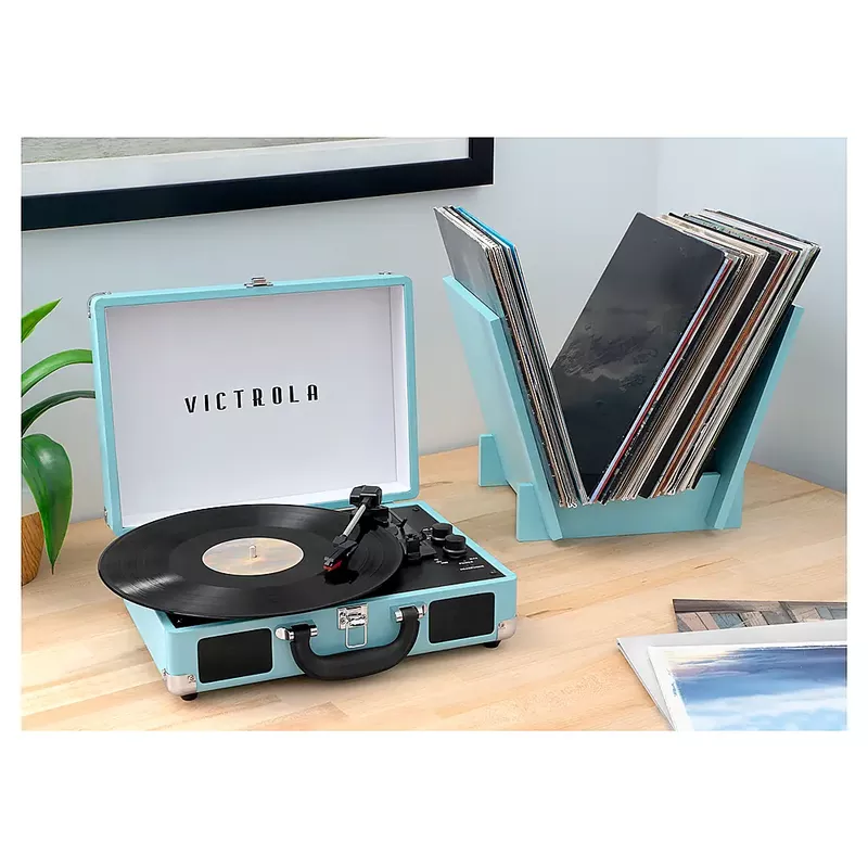 Victrola - Journey+ Bluetooth Suitcase Record Player with Matching Record Stand - Teal
