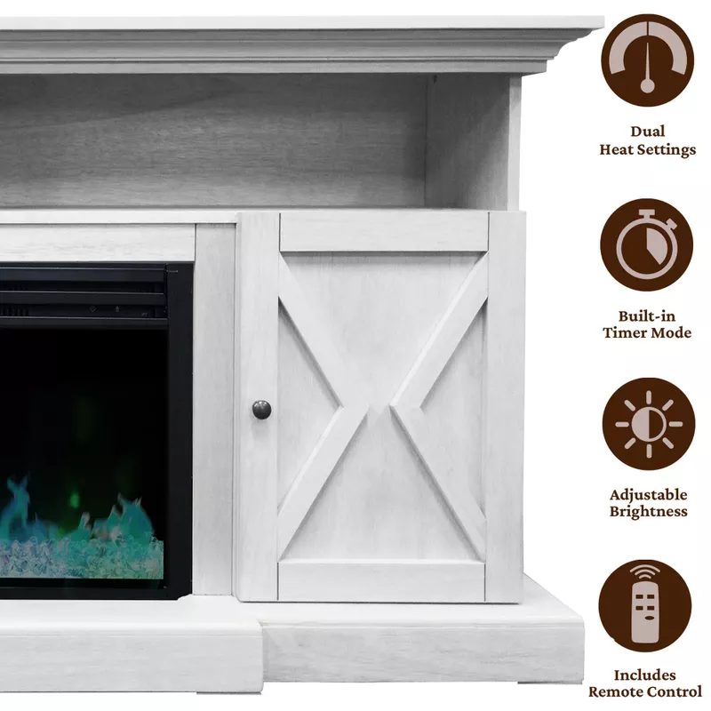 Rent to own 62In. Summit Farmhouse Style Electric Fireplace Mantel