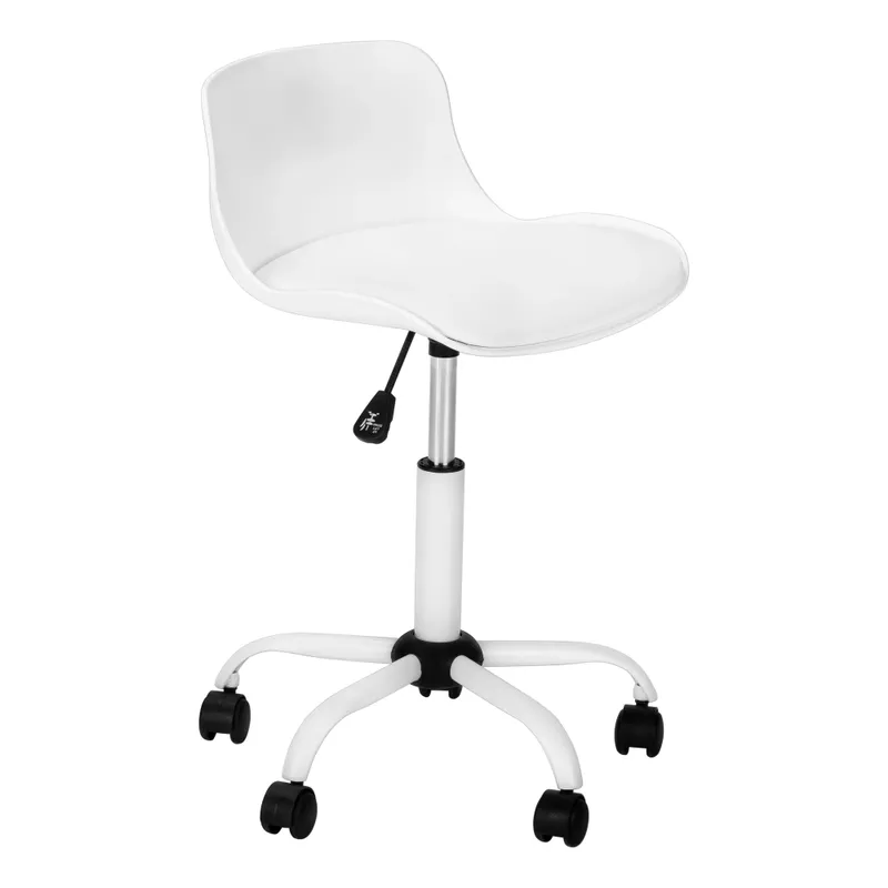 Office Chair/ Adjustable Height/ Swivel/ Ergonomic/ Computer Desk/ Work/ Juvenile/ Metal/ Pu Leather Look/ White/ Contemporary/ Modern