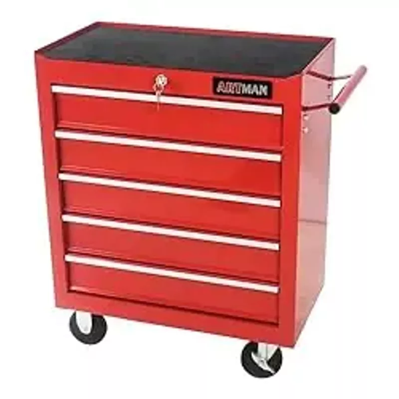 COZONY 5-Drawer Rolling Tool Chest on Wheels,Tool Storage Cabinet,Rolling Tool Trolley Organizer Tool Box Organizer Storage for Garage, Warehouse, Workshop, Repair Shop,Red