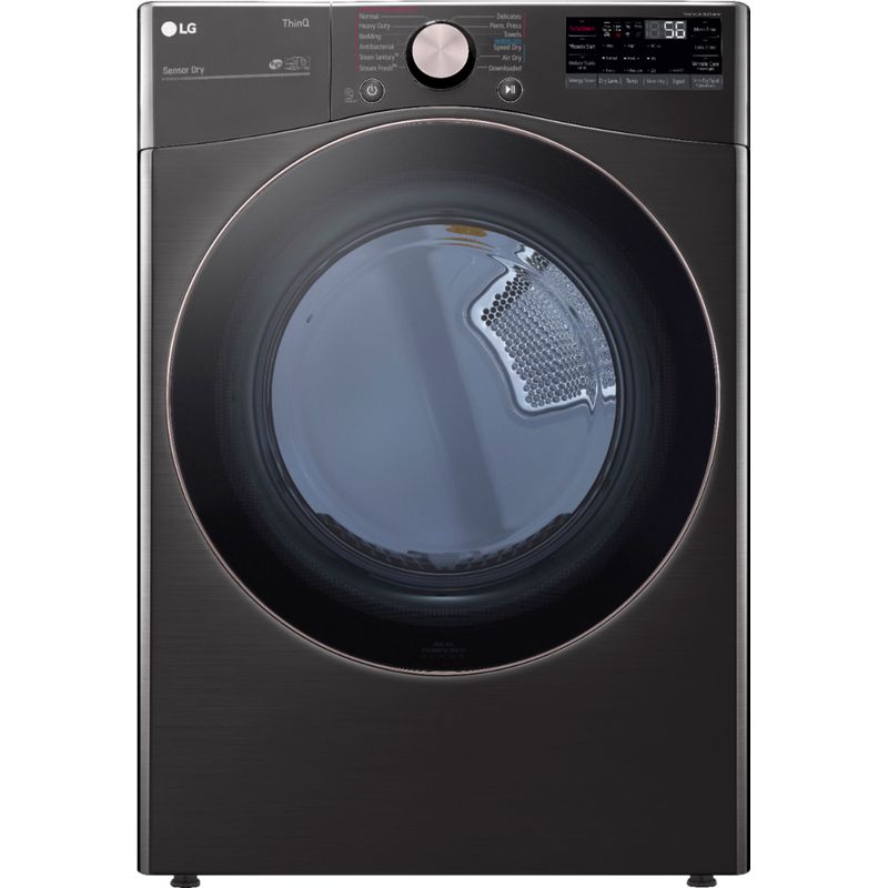Front Zoom. LG - 7.4 Cu. Ft. Stackable Smart Gas Dryer with Steam and Built-In Intelligence - Black steel