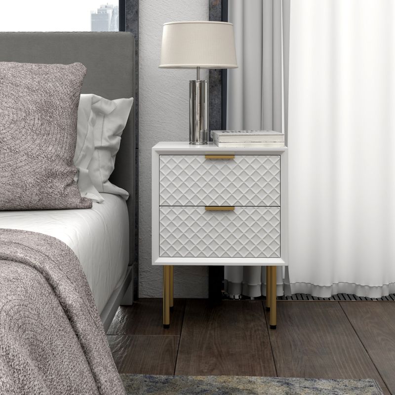 COZAYH Modern Contemporary Spacious Drawer Nightstand Side Table, Clean-Lined Transitional Style - 2-drawer