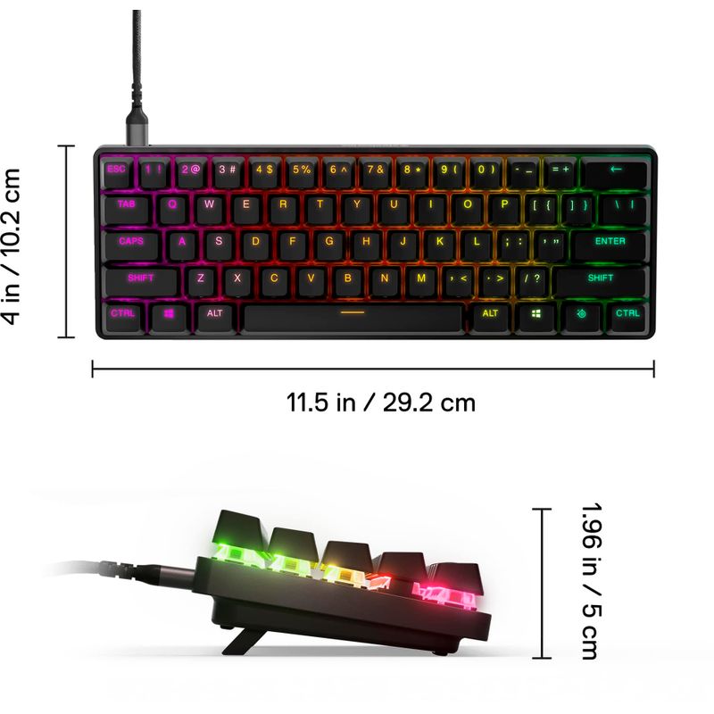Alt View Zoom 11. SteelSeries - Apex Pro Mini 60% Wired Mechanical OmniPoint Adjustable Actuation Switch Gaming Keyboard with RGB Backlighti