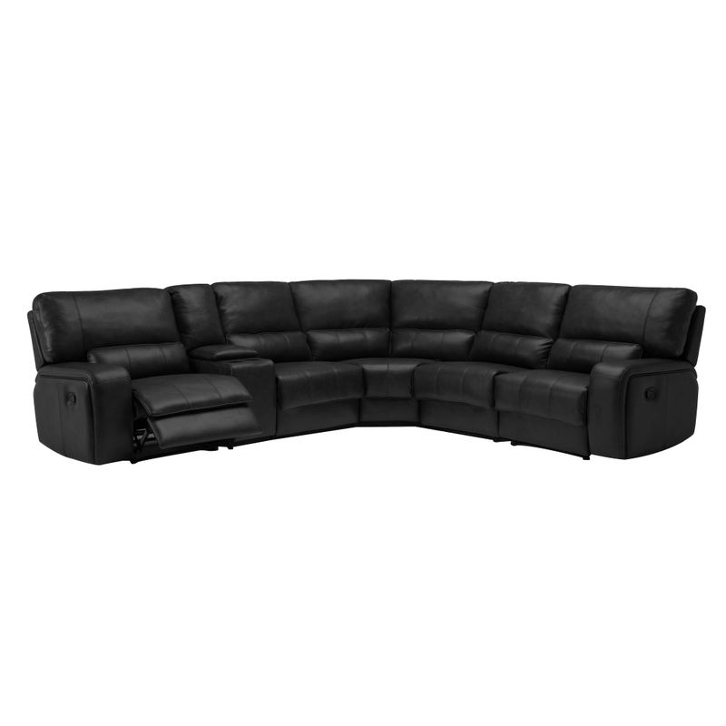 Leather Air/Match Upholstered Living Room Sectional With Recliner - Black