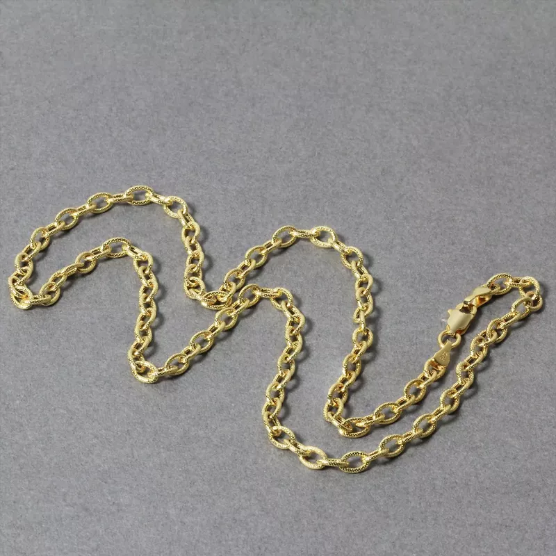 3.5mm 14k Yellow Gold Pendant Chain with Textured Links (18 Inch)