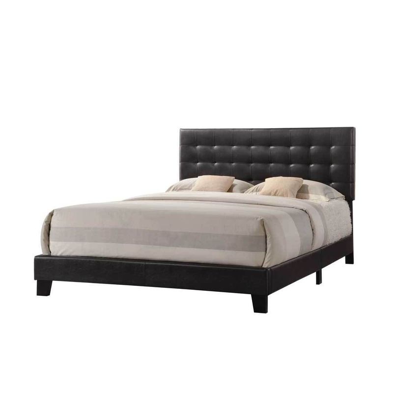 Acme Furniture Masate Espresso Leatherette Queen Bed - Queen Bed, Espresso PU, 83" x 64" x 46"H