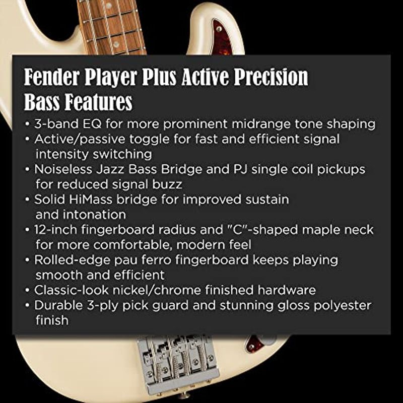 Fender Player Plus Precision Bass Electric Guitar, Olympic Pearl