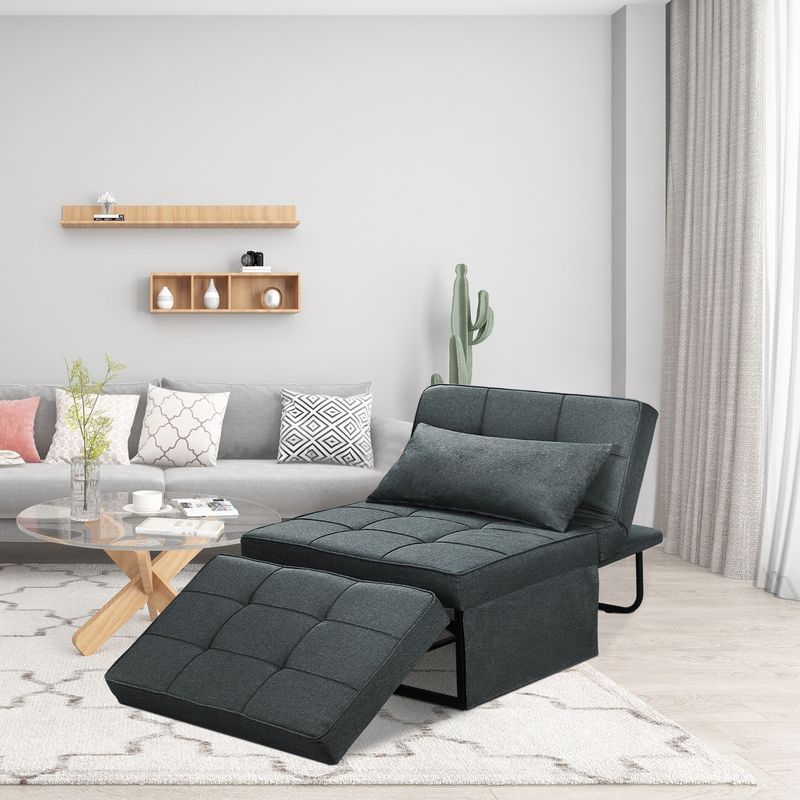 Zenova 4-1 Adjustable Sofa Sleeper with Ottoman - Grey
