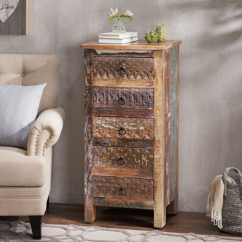 Swint Boho Handcrafted 5 Drawer Chest by Christopher Knight Home - 20.00" W x 16.00" D x 41.00" H - 20.00" W x 16.00" D x 41.00" H -...