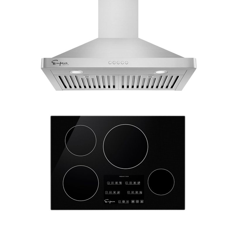 2 Piece Kitchen Package with 30" Induction Cooktop & 30" Ducted Wall Mount Range Hood - Silver