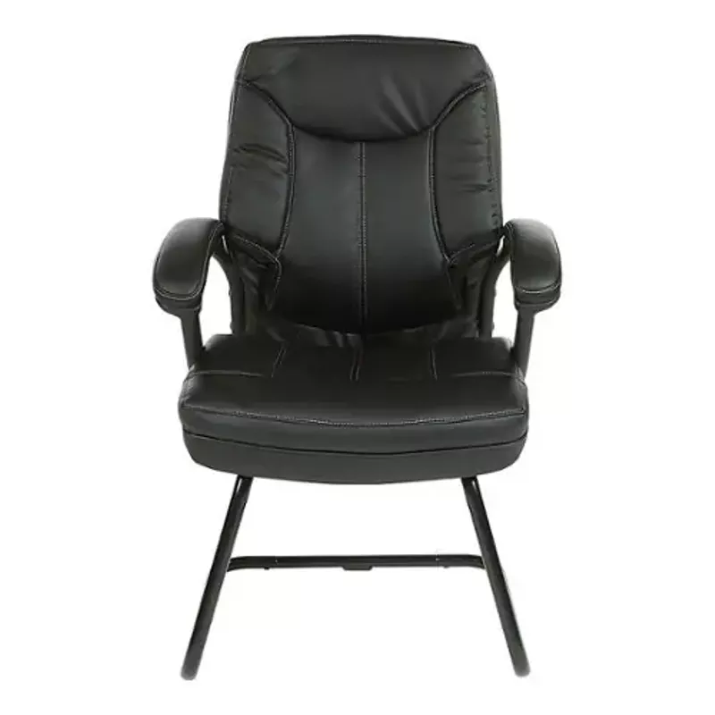 Office Star Products - Executive Faux Leather High Back Chair with Contrast Stitching - Black