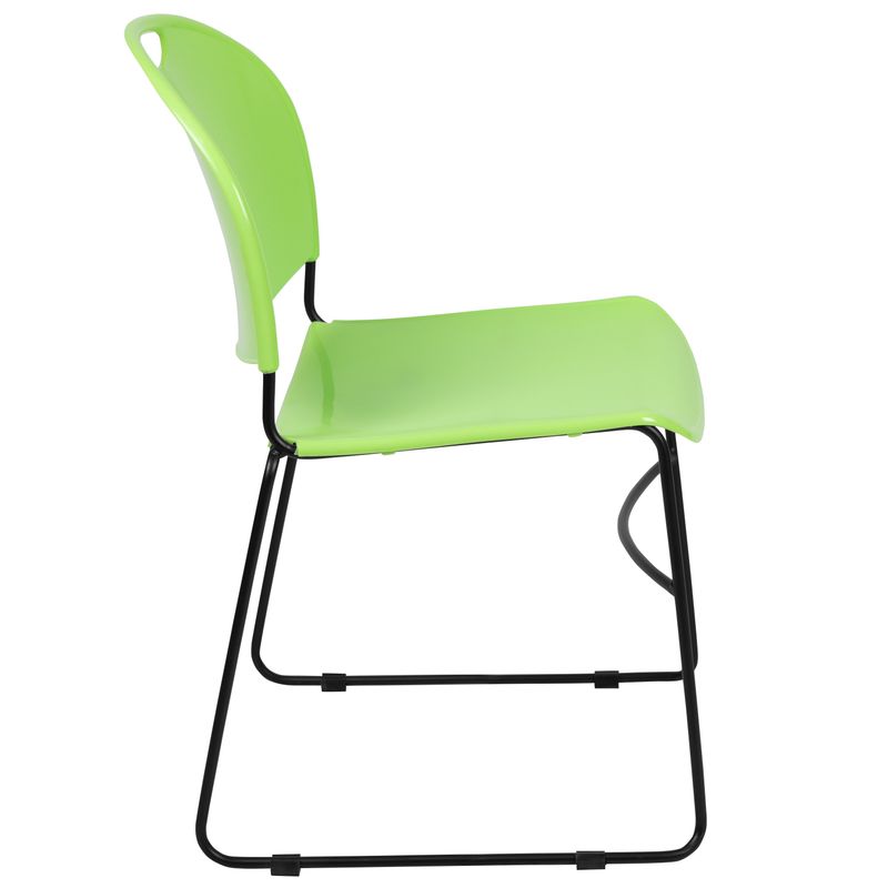 5 Pack Ultra-Compact School Stack Chair - Office Guest Chair/Student Chair - Green Plastic/Black Frame