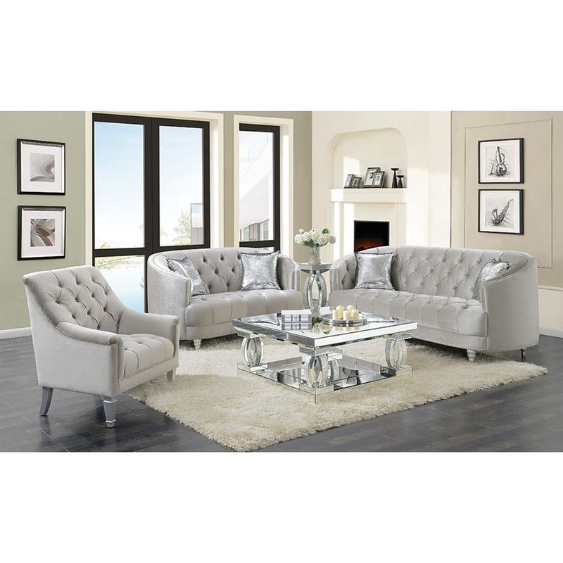 Silver Orchid O'Fredericks Grey 2-piece Tufted Living Room Set