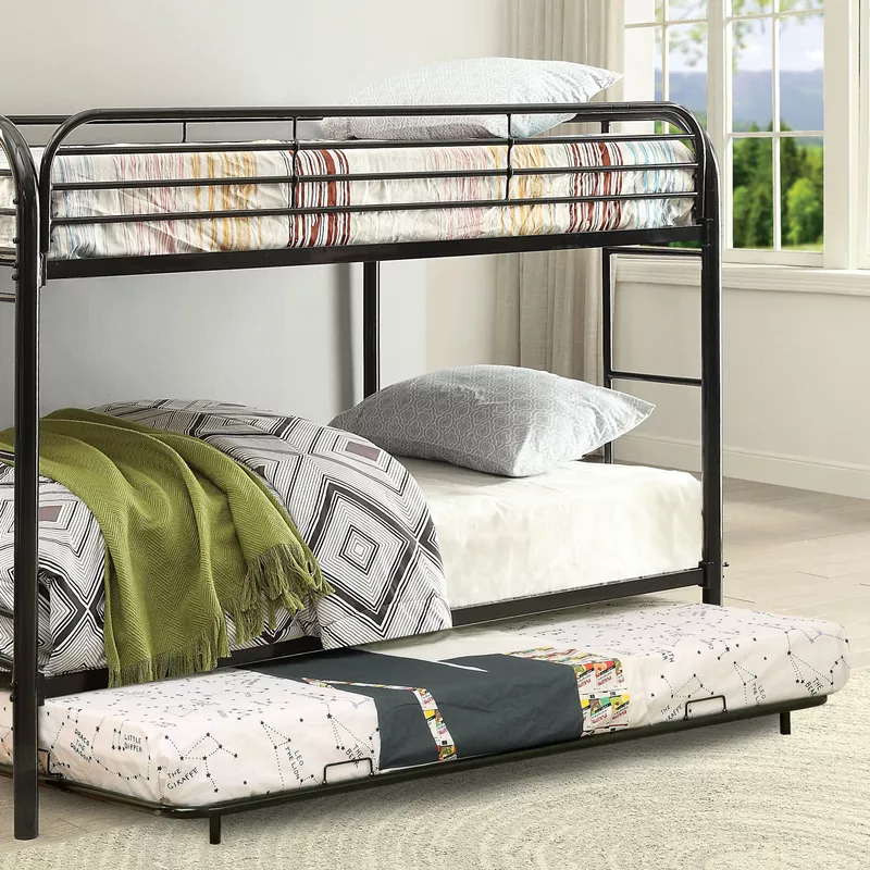 Contemporary Metal Full Kids Trundle in Black