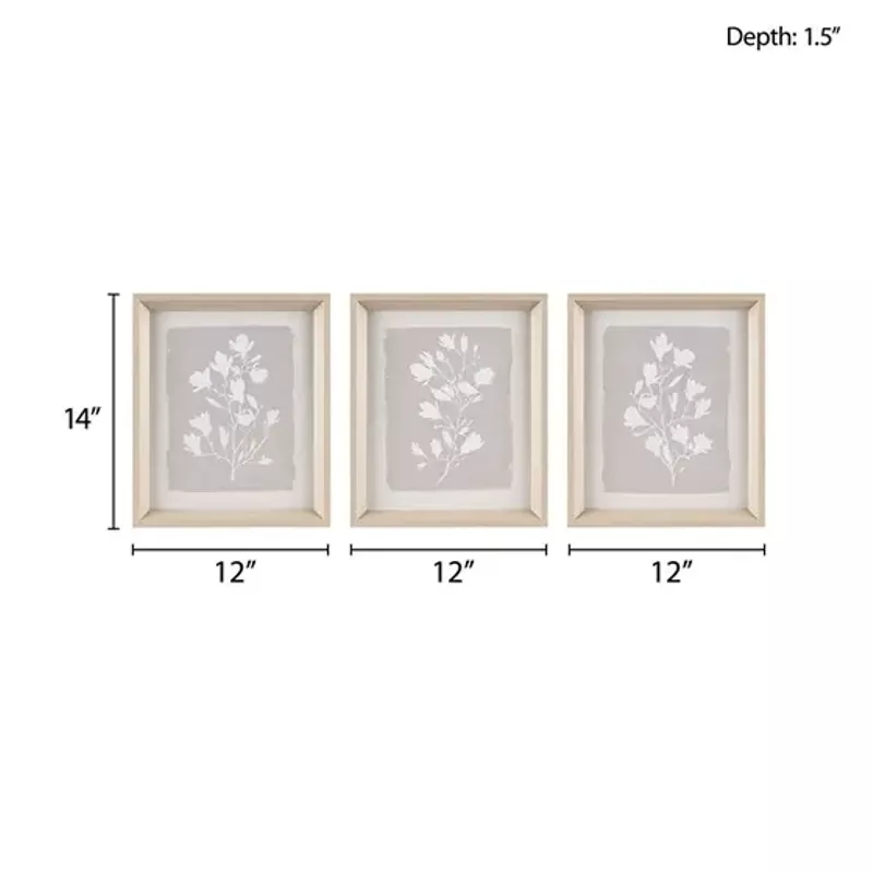 Fair Florets 3-piece Framed Glass Wall Art Set