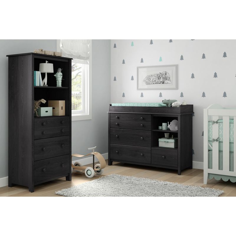 South Shore Little Smileys Changing Table and Dresser w/ Shelving Unit - Oak