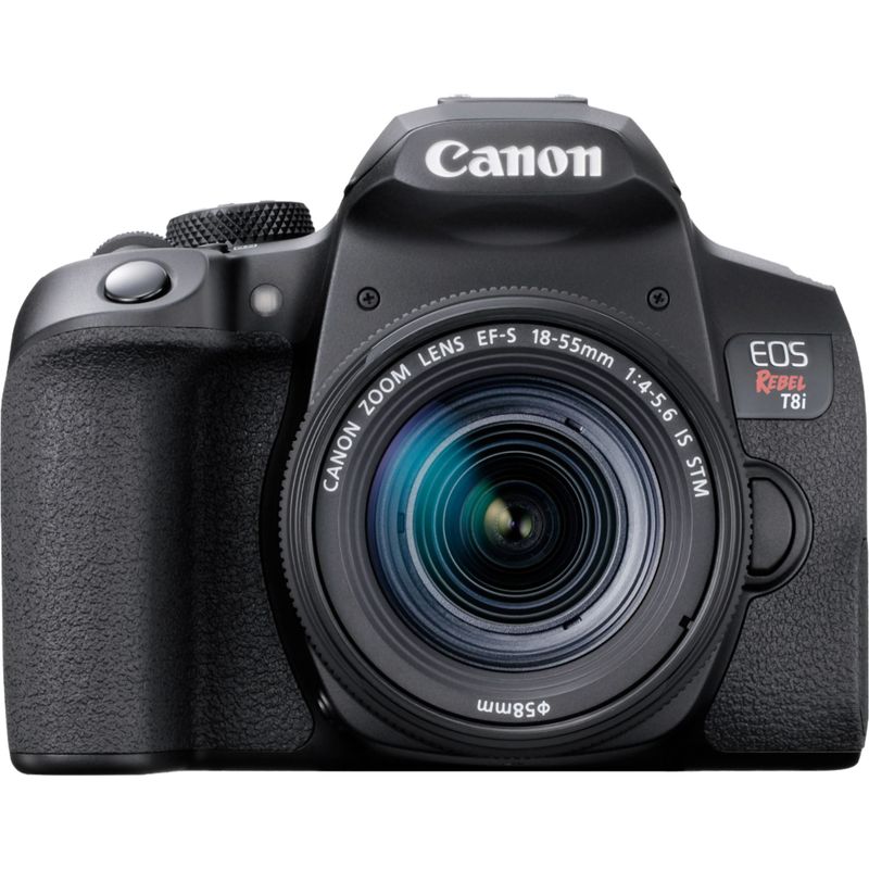 Front Zoom. Canon - EOS Rebel T8i DSLR Camera with EF-S 18-55mm Lens - Black