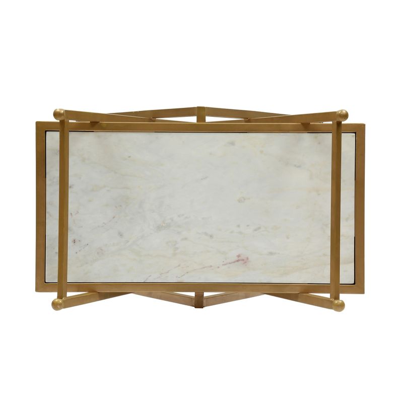 Chaves Marble Bar Cart by Christopher Knight Home - MDF/Metal - White + Gold