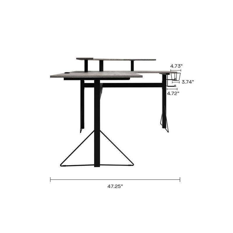 Jamesdar Core Powered L-shaped Computer Gaming Desk with Monitor Stand - Grey/Black