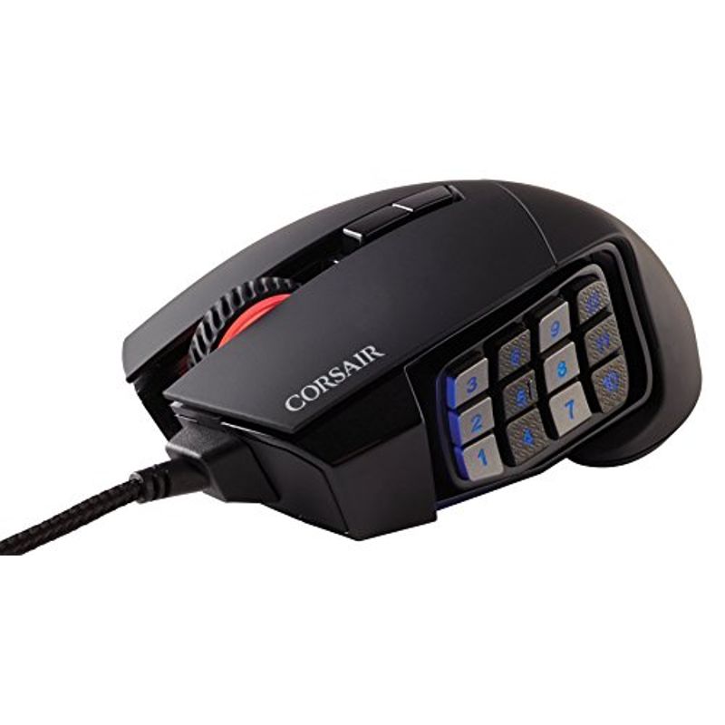 CORSAIR Scimitar RGB Elite, MOBA/MMO Gaming Mouse, Black, Backlit RGB LED, 18000 DPI, Optical