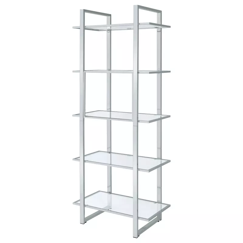 Hartford Glass Shelf Bookcase Chrome