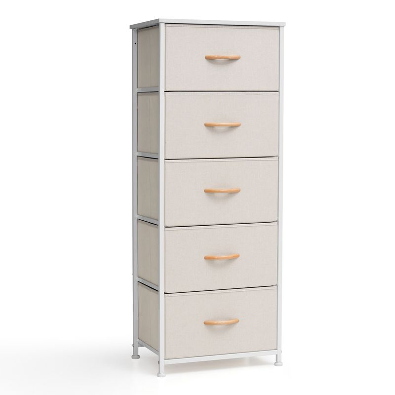 Pellebant 5 Drawers Vertical Storage Tower Organizer - Beige - 5-drawer