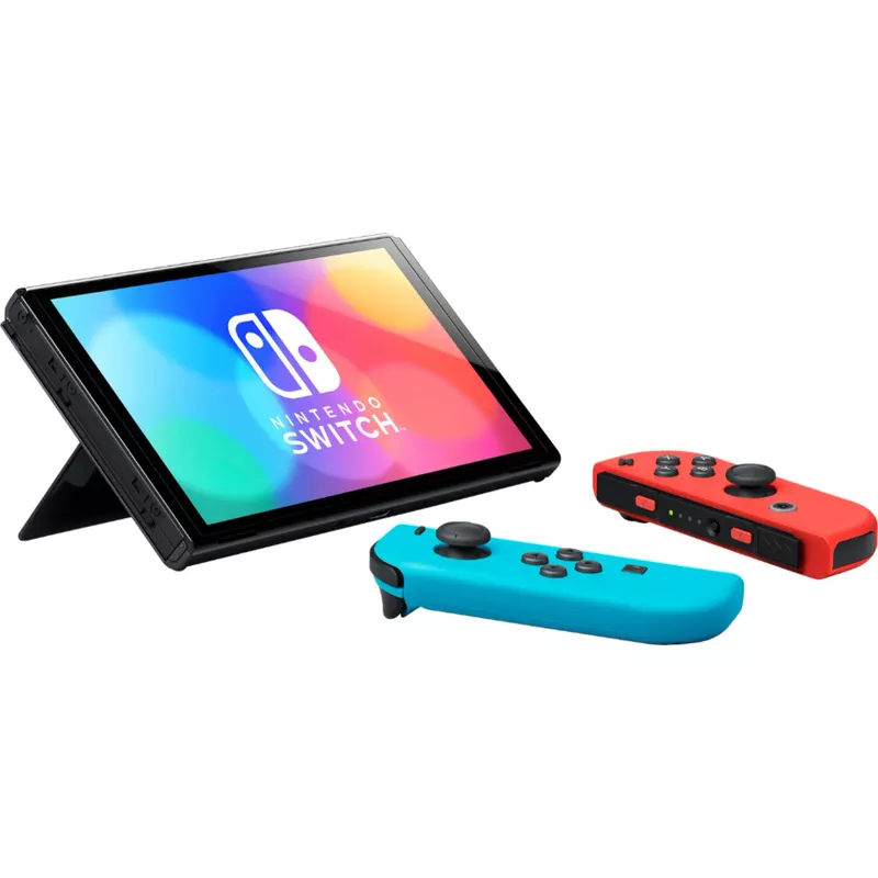Nintendo Switch OLED Model w/ Neon Red & Neon Blue Joy-Con- Neon Red/Neon Blue