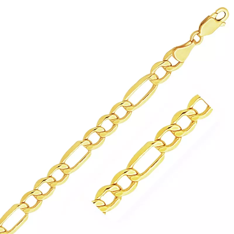 6.5mm 10k Yellow Gold Lite Figaro Chain (24 Inch)