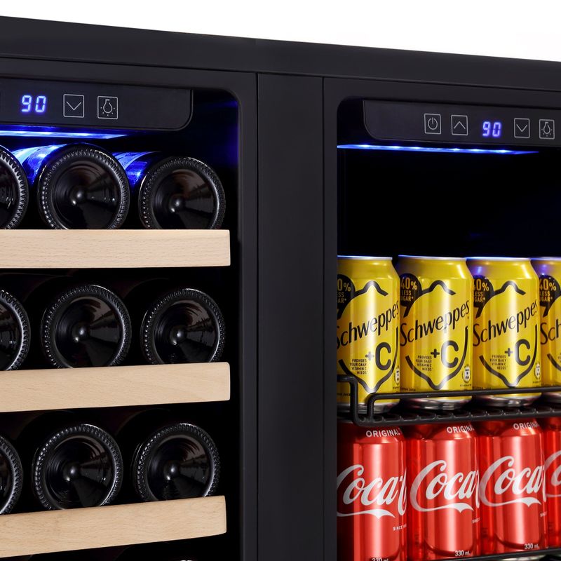 30 in. Freestanding 96-Can Beverage Center Cooler and 33-Bottle Wine Cellar Refrigerator - Stainless Steel