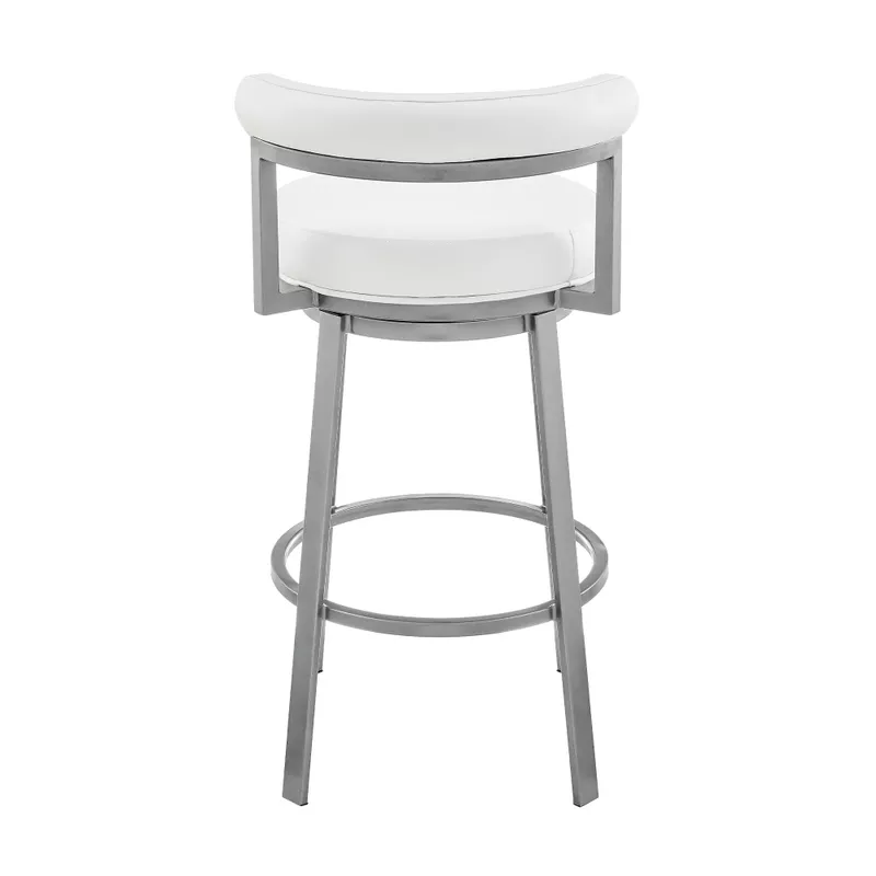 Neura 30" Swivel Bar Stool in Cloud Finish with White Faux Leather