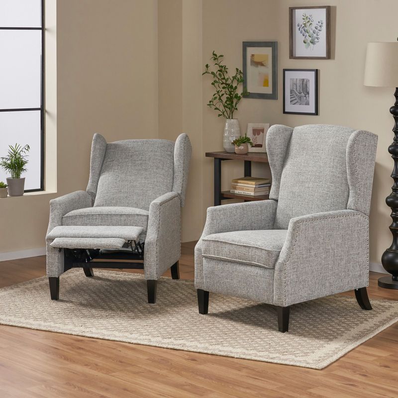 Wescott Contemporary Recliners (Set of 2) by Christopher Knight Home - Navy Blue + Dark Brown
