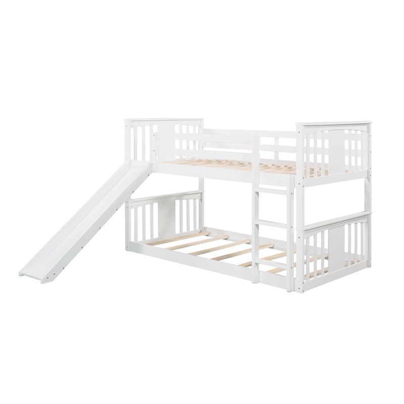 Nestfair Twin Over Twin Bunk Bed with Slide and Ladder - Grey