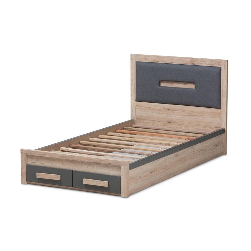 Contemporary Grey and Brown Twin Size Storage Bed by Baxton Studio - Brown
