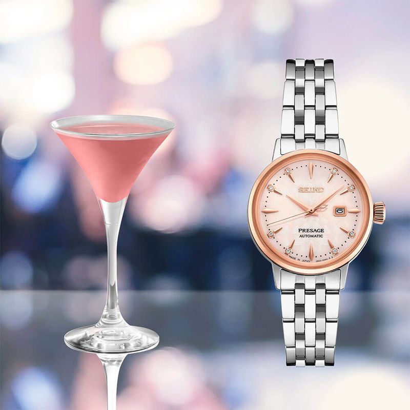 Seiko Presage Cocktail Time Womens Watch - Stainless/Rose Gold