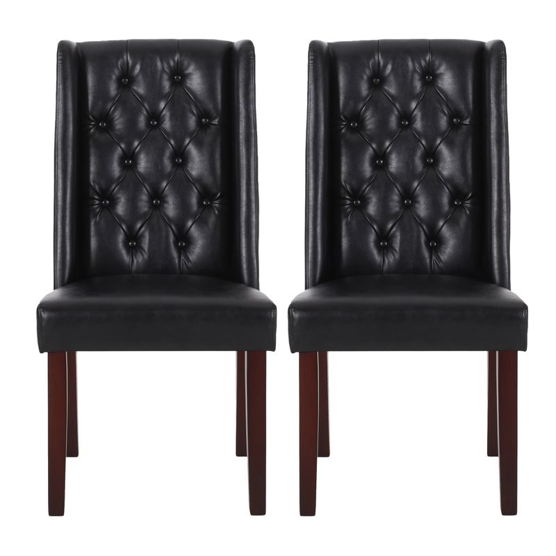 Rent to own Blythe Tufted Dining Chair (Set of 2) by Christopher Knight Home Brown/ Midnight