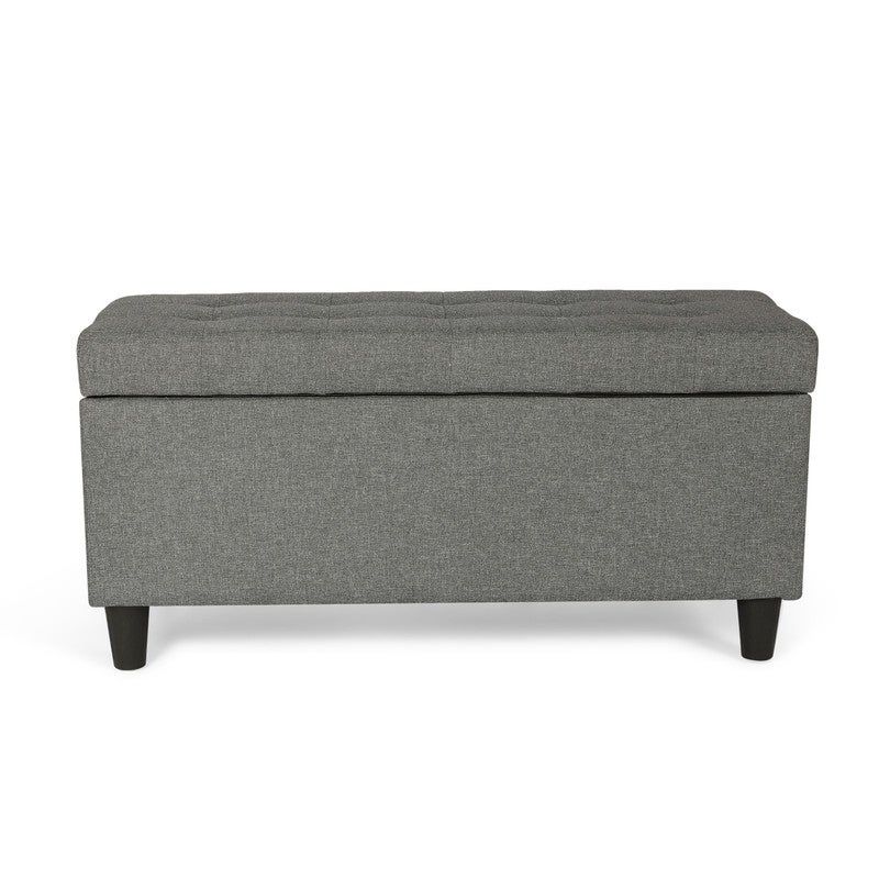 Adeco Storage Ottoman Bed Bench Fabric Tufted Upholstered Foot Stool - Teal