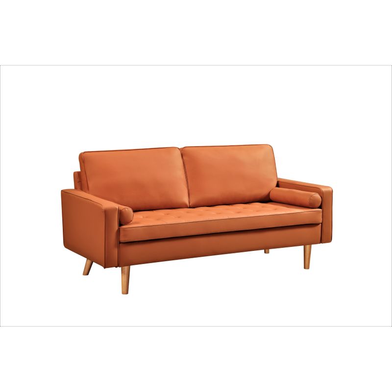 Rumaisa 69.7'' Vegan Leather Square Arm Sofa - Apricot
