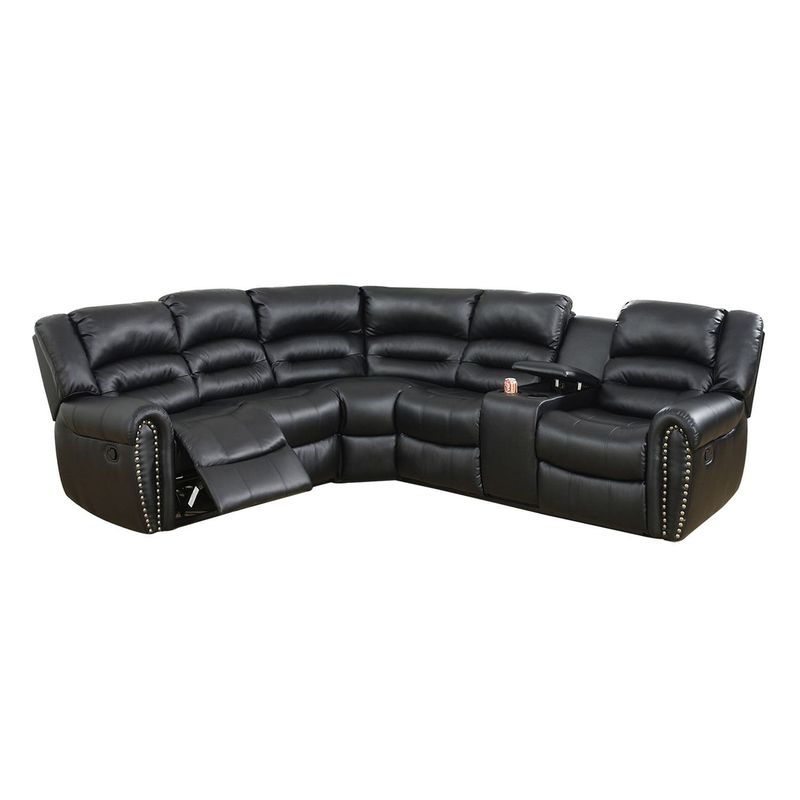 Bonded Leather Motion Sectional - Black