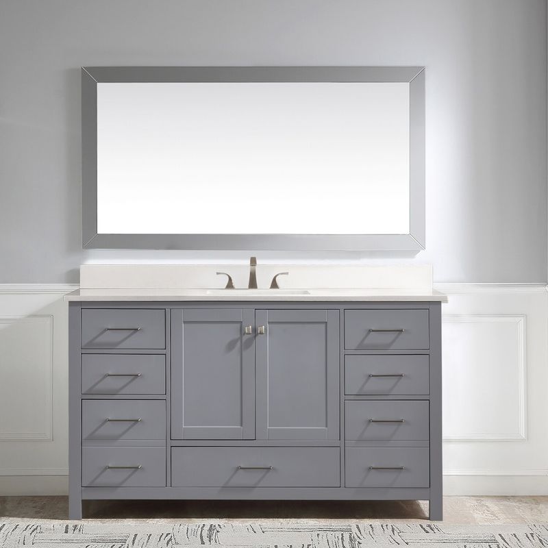BATHLET 60" Bathroom Vanity Base, Bathroom Vanity Set with Single Sink - Grey Vanity