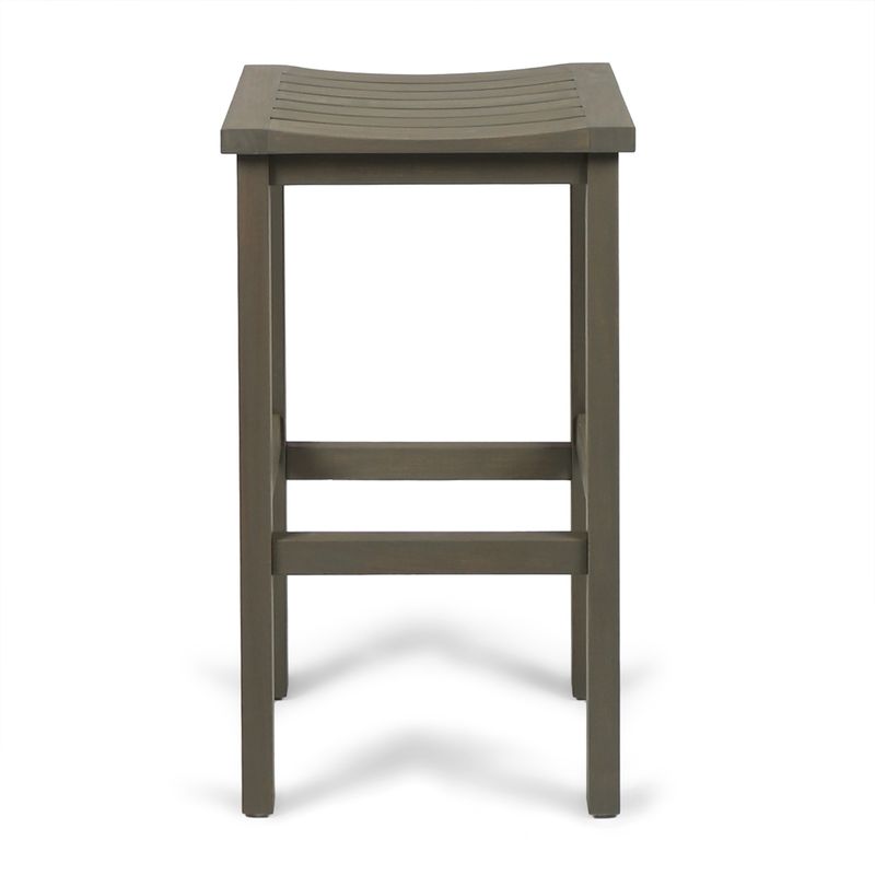 Caribbean Outdoor 30-inch Acacia Wood Barstool (Set of 2) by Christopher Knight Home - Grey Finish - Wood/Acacia