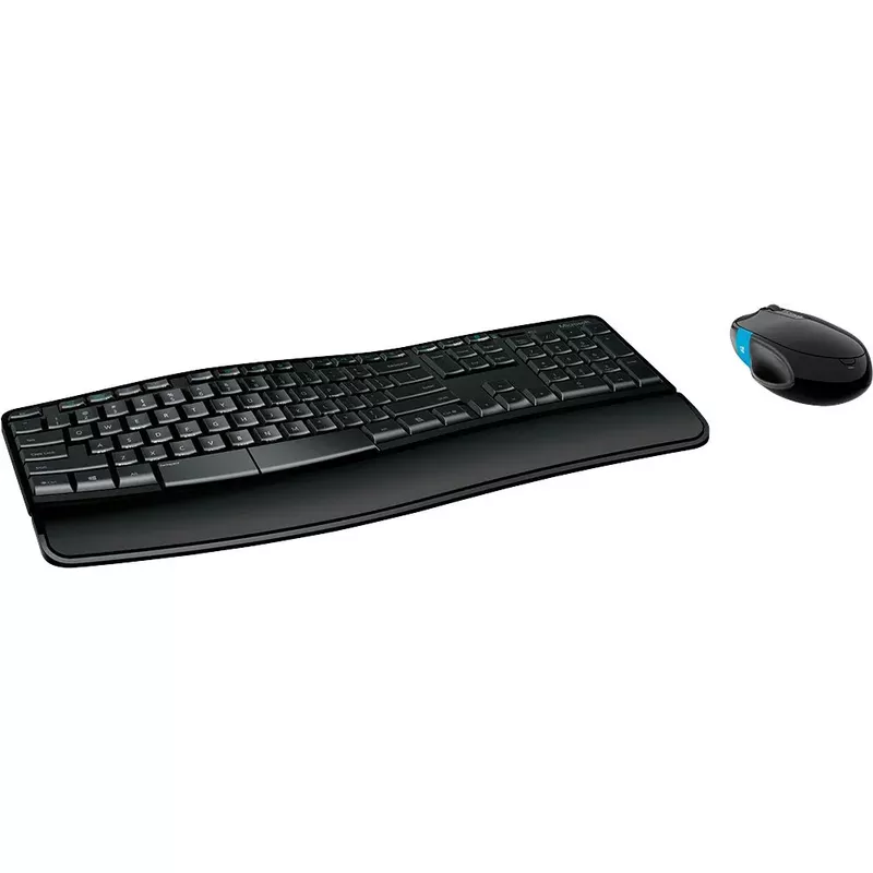 Microsoft - Ergonomic Full-size Wireless Sculpt Comfort Desktop USB Keyboard and Mouse Bundle - Black