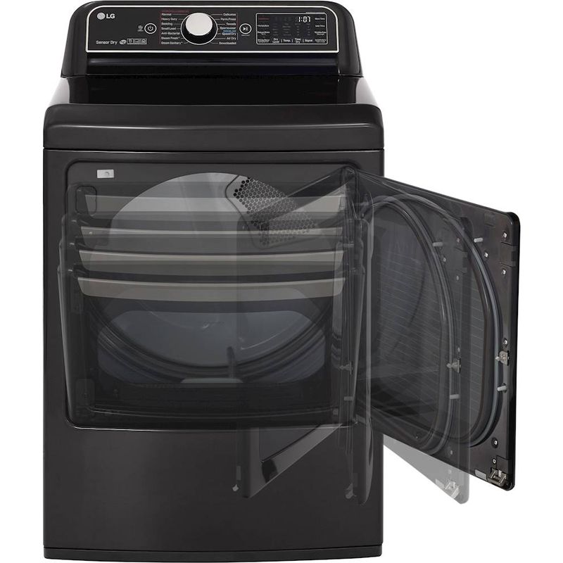 Alt View Zoom 3. LG - 7.3 Cu. Ft. Smart Gas Dryer with Steam and Sensor Dry - Black steel