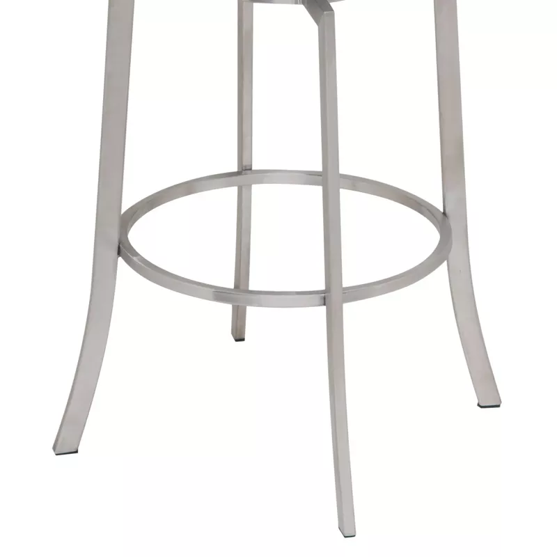 Viper 26" Counter Height Swivel Grey Faux Leather and Brushed Stainless Steel Bar Stool