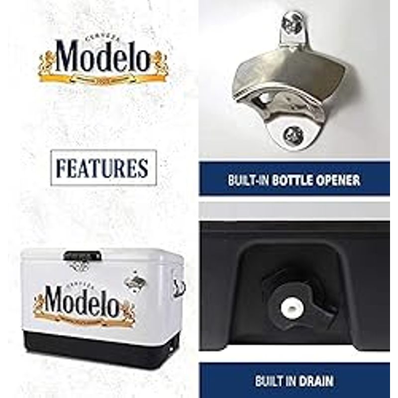 Modelo Stainless Steel Ice Chest Beverage Cooler with Bottle Opener 51 L /54 Quart Ice Bucket for Camping, Beach, RV, BBQs, Tailgating,...